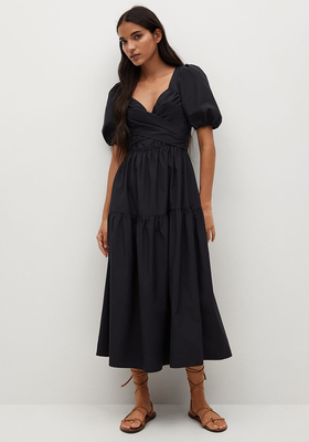 Puffed Sleeves Cotton Dress from Mango