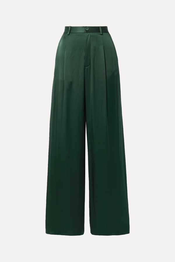 Pleated Satin Straight-Leg Pants from Lapointe