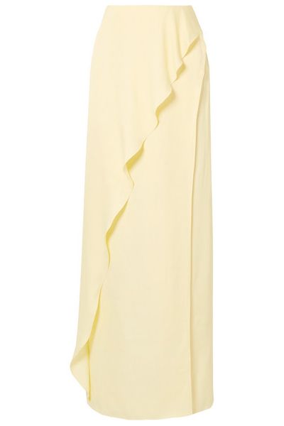 The Ella Ruffled Satin Maxi Skirt from Les Héroïnes