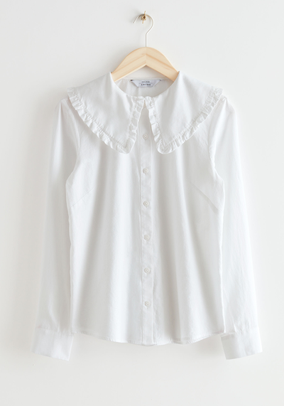 Ruffled Collar Cotton Denim Shirt from & Other Stories