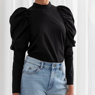 Puff Shoulder Mock Neck Blouse from & Other Stories