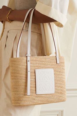 Small Leather-Trimmed Woven Raffia Tote from Loewe X Paula's Ibiza