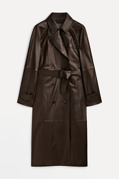 Nappa Leather Trench-Style Coat With Belt from Massimo Dutti