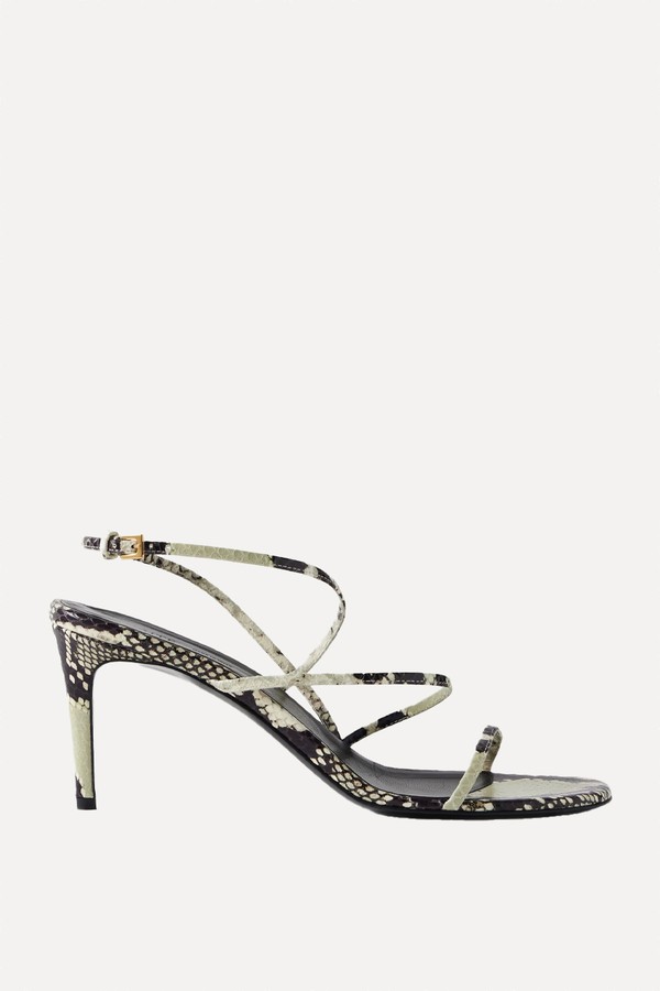 Loop Snake-Effect Leather Sandals from KHAITE