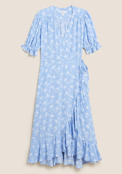 Ditsy Floral V-Neck Midi Wrap Dress from Per Una