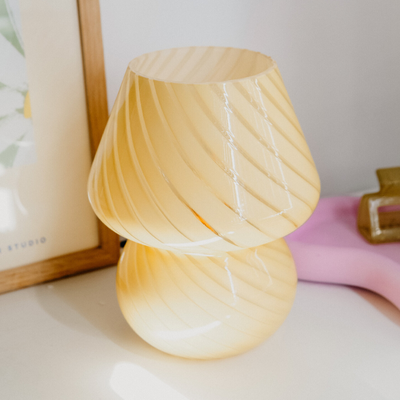 Murano Mushroom Stripe Glass Table Lamp from Ajouter