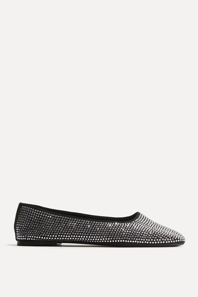 Rhinestone-Embellished Ballet Pumps from H&M