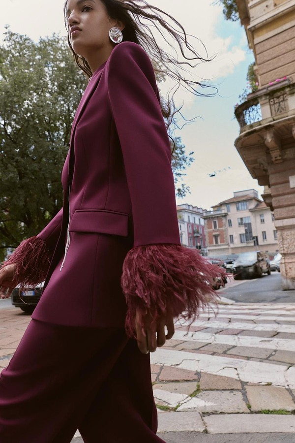 Feather Cuff Blazer