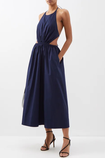 Vanessa Halterneck Cotton-Blend Poplin Dress, £180 (was £360) | Staud