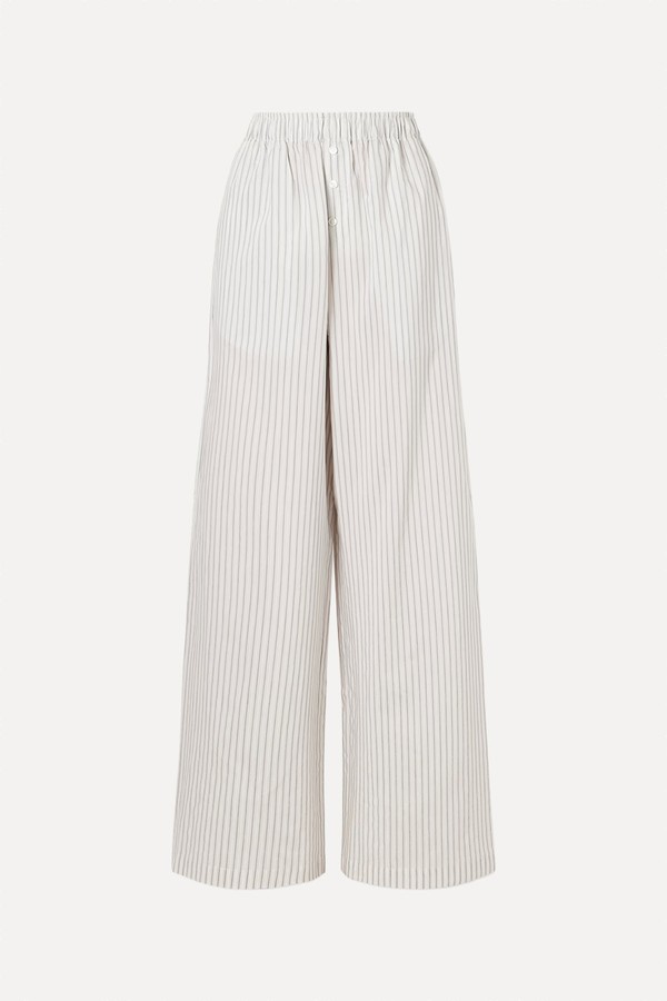 Striped Silk & Cotton-Blend Wide-Leg Pants from RÓHE