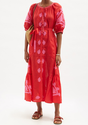 Shalimar Floral-Appliqué Midi Dress