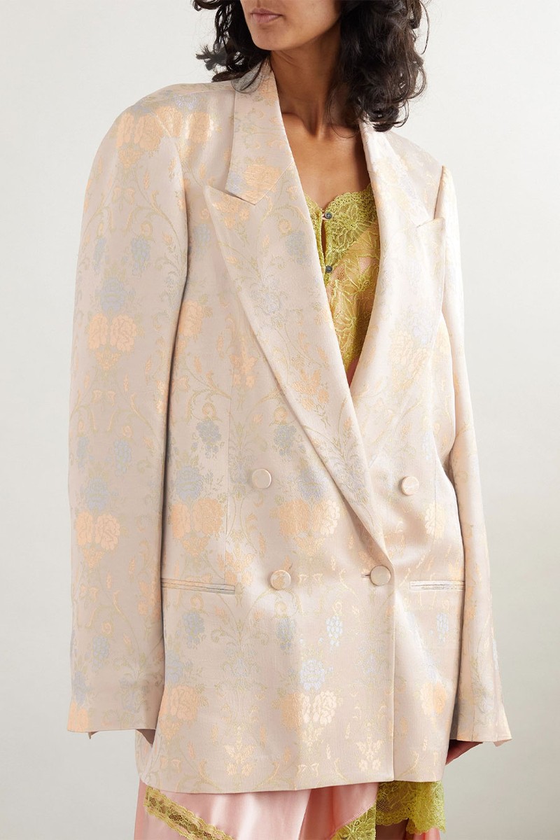 Oversized Double-Breasted Floral-Jacquard Blazer from Dries Van Noten
