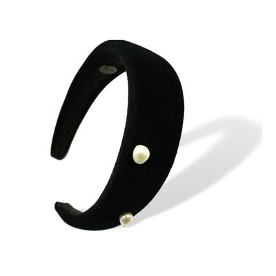 Black Velvet Hairband With Pearls from Alona