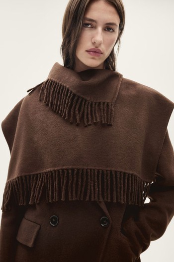 Wool Coat With Fringed Scarf from Mango