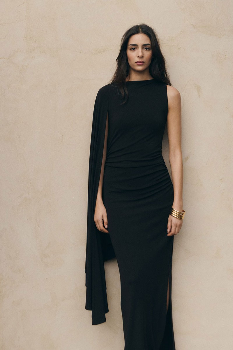 Asymmetric Cape Long Dress from Mango