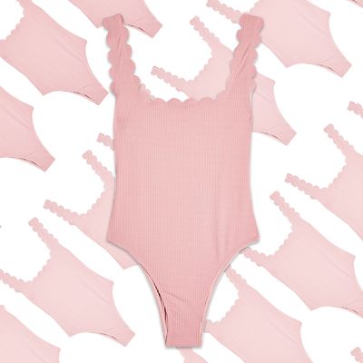 Pink Scallop Wavy Ribbed Swimsuit, £20.80 (was £26)