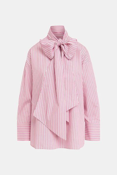 Striped Cotton Shirt With Pussy Bow from Essentiel Antwerp