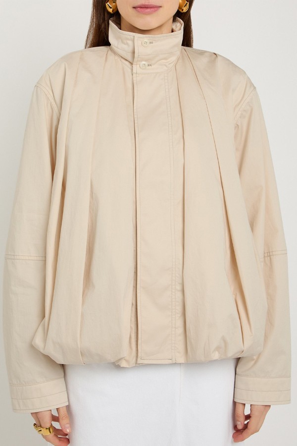 High-Neck Pleated Cotton Jacket from LEMAIRE