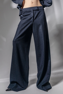 Adjustable Pinstriped Navy Trousers from INNNA