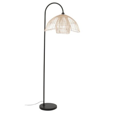 Doblia Black Metal And Rattan Floor Lamp from Maisons Du Monde