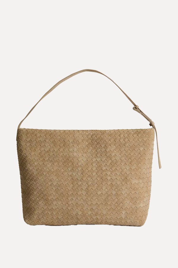 Faux Leather Woven Shoulder Strap Bag