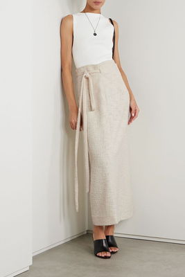 Organic Cotton-Tweed Maxi Wrap Skirt