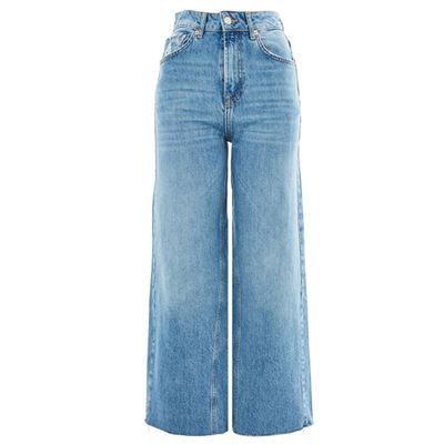 Mid Blue Cropped Wide Leg Jeans from Topshop