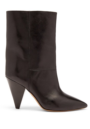 Locky Cone-Heel Leather Ankle Boots