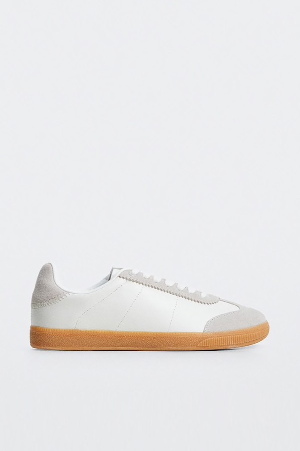 Panels Leather Sneakers from Mango