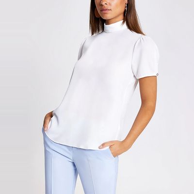 White High Neck Top