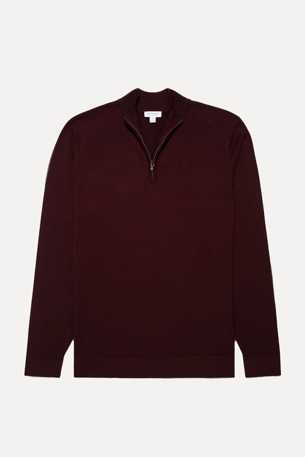 Extra‑Fine Merino Zip Neck from Sunspel