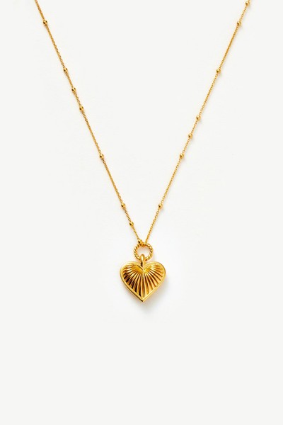 Ridge Heart Charm Pendant Necklace