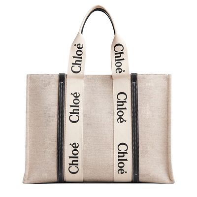 Woody Logo-Print Canvas And Leather Tote Bag from Chloé