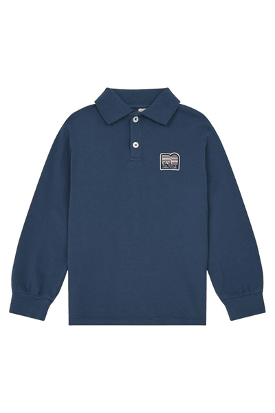 Long Sleeve Polo Neck Shirt Blue from Hundred Pieces