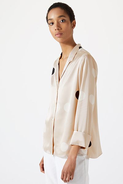 Oversized Spot Silk Shirt