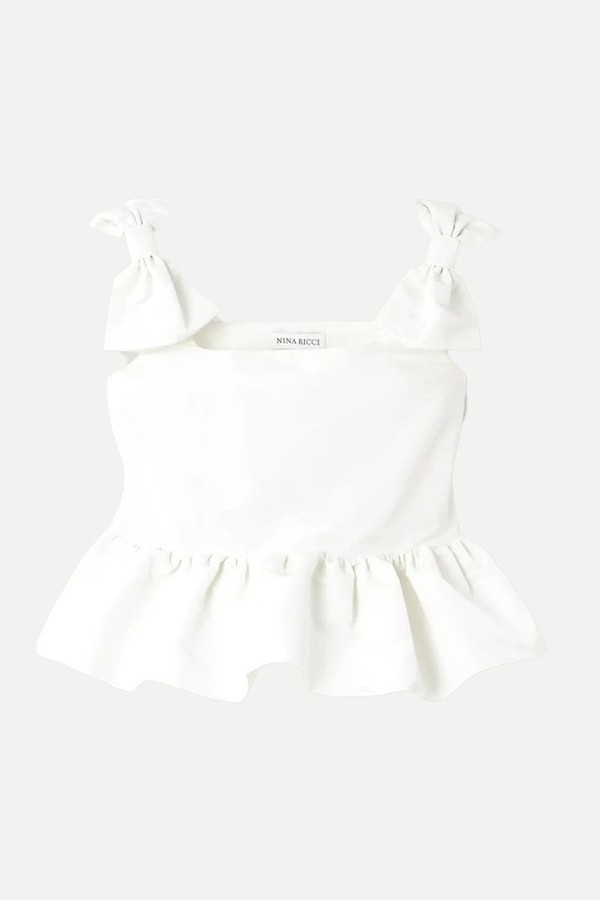 Bow-Embellished Ruffled Taffeta Cropped Top from Nina Ricci