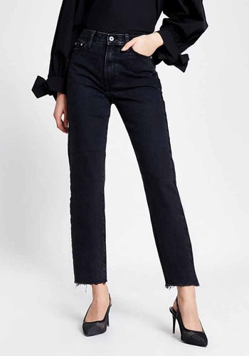 Black High Rise Straight Jeans