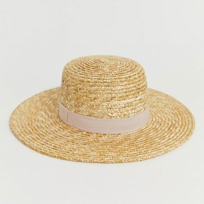 Natural Straw Easy Boater Hat from Asos Design