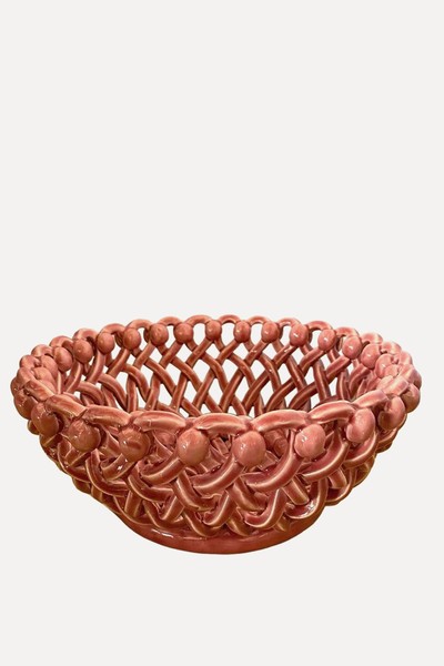 Large Rose Ceramic Basket from Wicklewood