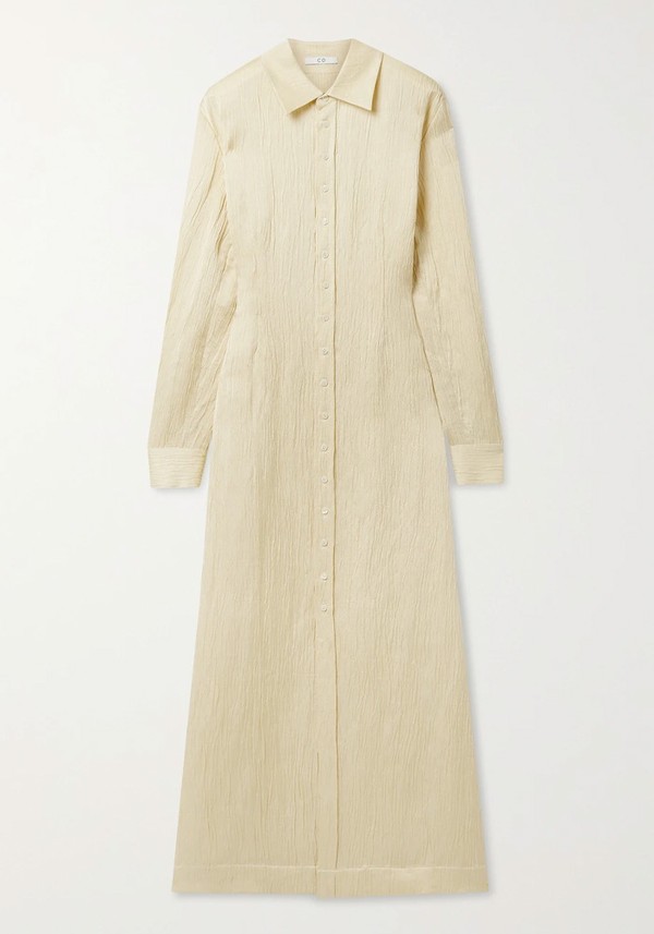 Crinkled Linen-Blend Maxi Shirt Dress from CO