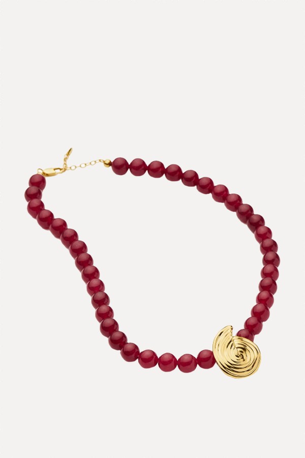 Spiral Gemstone Beaded Pendant Necklace