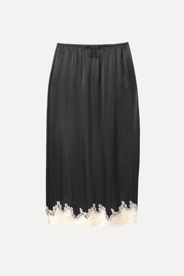 Lace Trim Satin Midi Skirt from Nobody's Child