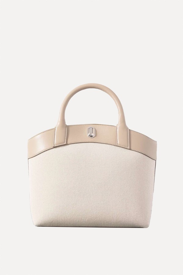 Tondo Small Leather-Trimmed Canvas Tote from Savette