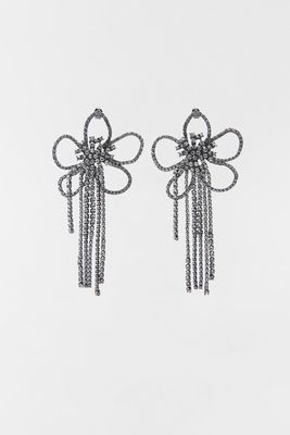 Rhinestone Flower Earrings from Zara