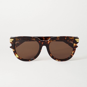 Square-Frame Tortoiseshell Acetate Sunglasses from Bottega Veneta