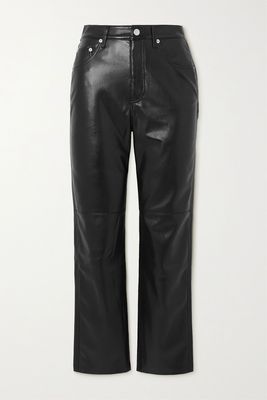 Vinni Cropped Vegan Leather Straight-Leg Pants from Nanushka