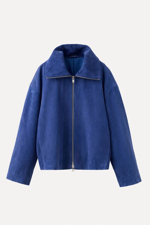 Suede Funnel-Neck Jacket from Mango