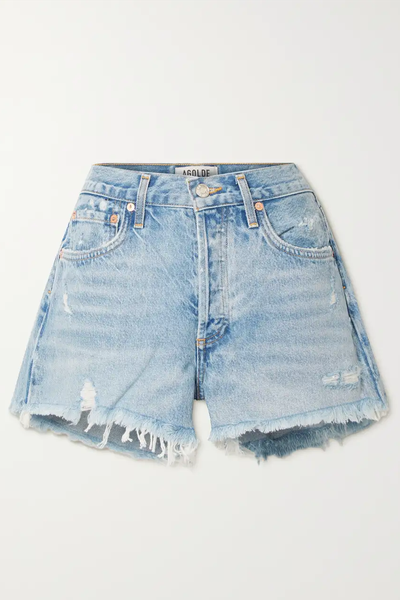 Parker Distressed Denim Shorts from Agolde