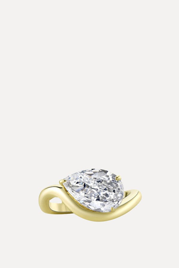 Too Cool To Care Pear Wavy Band Pinky Ring from OneWildOne