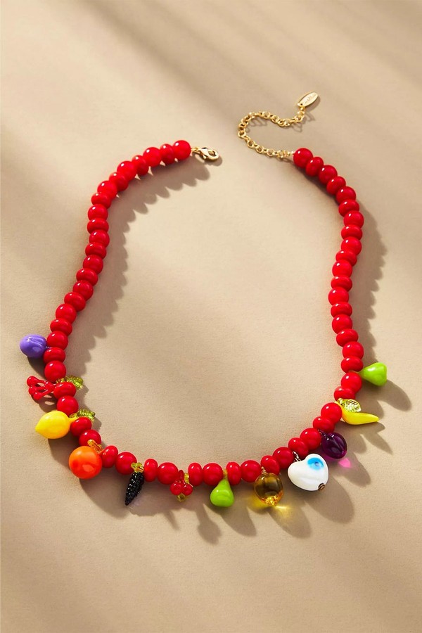 Beaded Fruit Icon Charm Necklace from Anthropologie